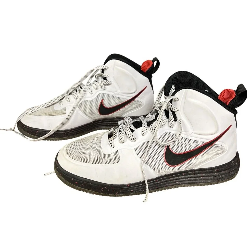 Nike Lunar Force 1 Fuse 580616 Sneaker Shoe White Black Red Size 9.5 - Picture 2 of 9